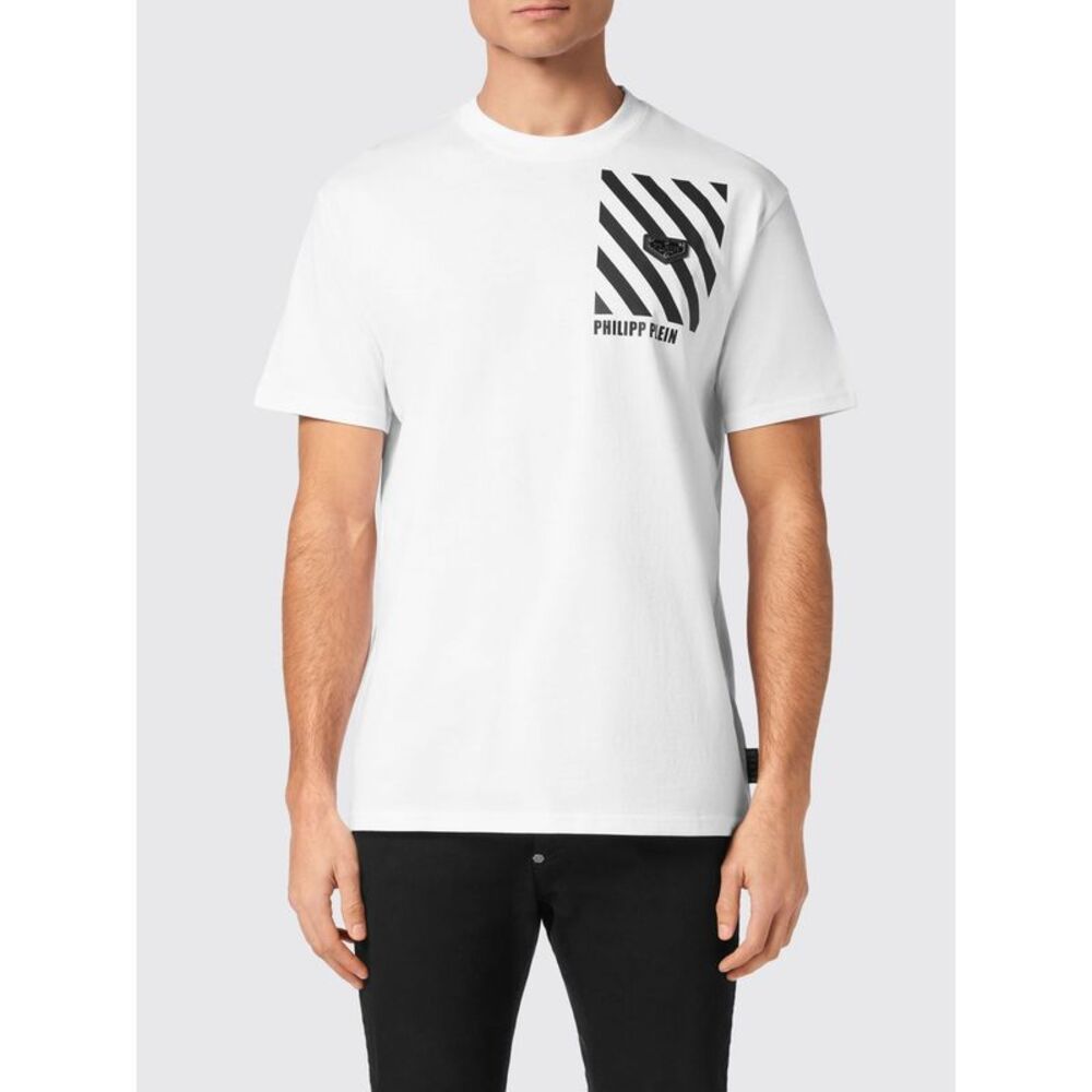 Philipp Plein Men Philipp Plein Slim Fit Cotton T-Shirt With Contrasting Logo